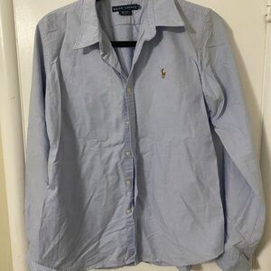 Ralph Lauren Blue Slim Fit Botton Up Oxford Shirt